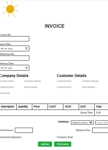 invoice generator! Create invoice now with company logo option available absolutely free of cost. 
