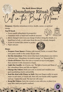 The Buck Moon Ritual Abundance Ritual Soul Sisters Tarot