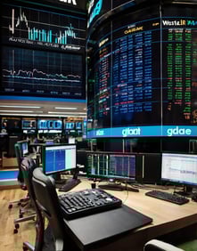 Estação de trader na CME, Bolsa de Valores.