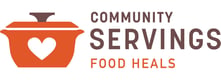 Community Servings Logo: a heart shaped potted in a potted potted with a heart shaped pot