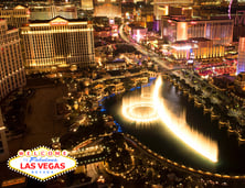 a fountain in a las vegas night