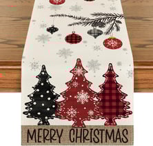Artoid Mode Red Pine Trees Merry Christmas Table Runner
