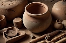 Eine detaillierte Illustration der Bagdad-Batterie, die ein Tongefäß mit einem Kupferzylinder und ei
