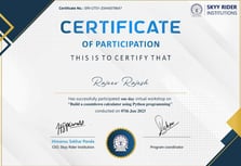 certificate of rajeev rajesh, Rajeev Rajesh