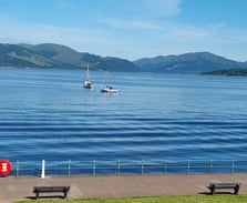 An image taken from a window a Gourock Seaview Holiday Let with boats in the water