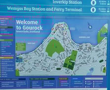a map of Gourock, including key landmarks and travel routes
