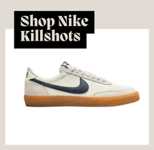 a pair of nike sneakers with the words shop nike killshots