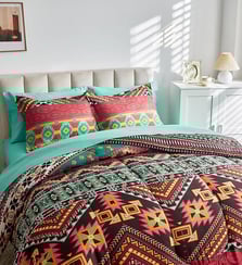 Colorful Bohemian Tribal Comforter Set Teal Sheet Set for All Seasons