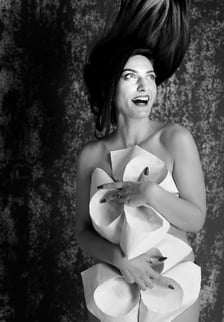 Elizabeth Lotz (Liz Lotz) art director fashion storyteller artist paper fashion shoot with prop design for interview editoria