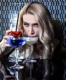Elizabeth Lotz (Liz Lotz) art director fashion storyteller artist campaign shoot of model drinking cocktails in Tbilisi, port