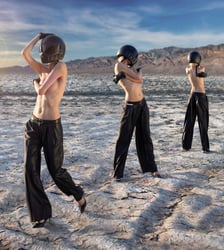 Elizabeth Lotz (Liz Lotz) art director Eposh editorial Tbilisi high fashion model photoshoot helmet black pants