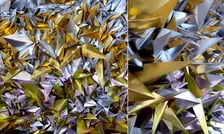 Elizabeth Lotz (Liz Lotz) art director fashion storyteller artist paper installation with metallic design and abstract modula