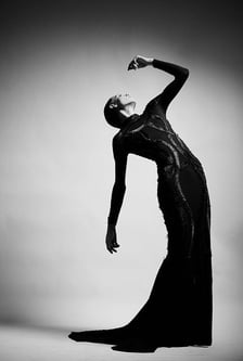 Elizabeth Lotz (Liz Lotz) art director fashion storyteller artist theatre drama black and white photoshoot model posing elega