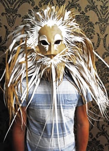 Elizabeth Lotz (Liz Lotz) paper artist and prop designer lion mask made from paper for performance dancers stage design