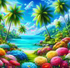 A colorful tropical landscape