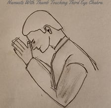 Namaste With Thumbs Touching Third Eye Chakra