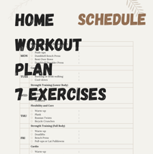 Exercise Program for Weight Loss, Home Workout Plan Schedule