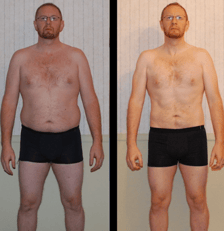 before and after image of a man after losing weight
