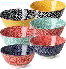 Soup Cereal Ramen Bowls Set of 6 for Kitchen Colorful MIcrowave Oven safe