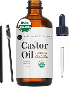 Kate Blanc Cosmetics Castor Oil Organic (2oz), 100% Pure, Cold Pressed, Hexane Free. Stimulate Growt