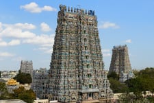 A beautiful Hindu temple shrine with colorful painting