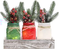 Christmas Mason Jars, Christmas Centerpiece Table Settings