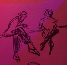 salsa dancers chilling seated after dancing chatting salsa Oxford