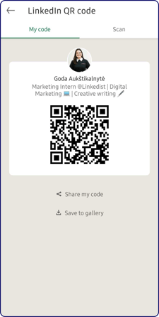 LinkedIn profile personal QR code