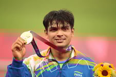Neeraj Chopra at top of the podium
