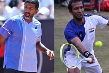 Rohan Bopanna and S. Balaji in action