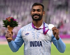 Kishore Jena with silver medal at Asian Games 2023