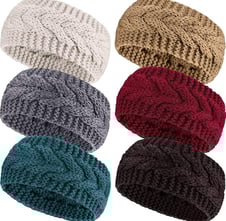 6 Piece set Women's Cable Knitted Headband Winter Chunky Ear Warmers for Daily Wear Sports