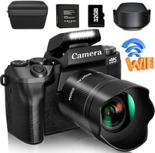 Saneen Digital Camera, 4k Cameras for Photography & Video, 64MP WiFi Touch Screen Vlogging Camera fo