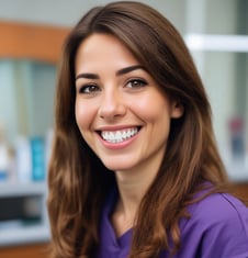 A realistic dental model displaying a full set of teeth fitted with orthodontic braces. The model is placed against a plain background, highlighting the intricate details of the braces and the gums.