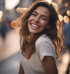 two smiling women doing yoga pose