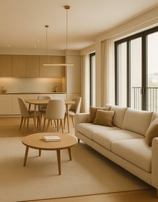 Zona living di un appartamento residenziale moderno realizzato da BRB Engineering