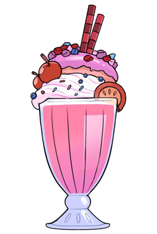 a pink milkshake