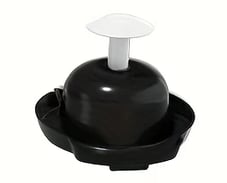 a black and white bowl with a white lid and a black lid