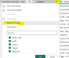 remove rows in power query