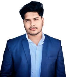 a man in a blue suit and a white shirt