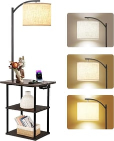 a lamp that is sitting on a shelf