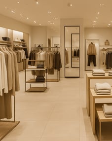 Interno di boutique di abbigliamento, realizzata da BRB Engineering nel settore retail