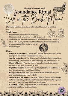 The Buck Moon Ritual Abundance Ritual Soul Sisters Tarot