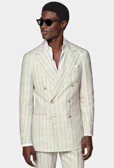 Costume rayé en lin, sans cravate, lunettes de soleil,- Mr Afropolitan