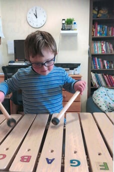 Levi - playing the Levi Marimba!