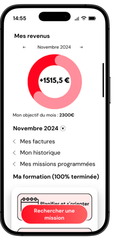 Interface prestataire gestion des revenus et historique
