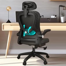 LEVIPE Silla con Soporte Lumbar y Giratoria para el Hogar Oficina Negro