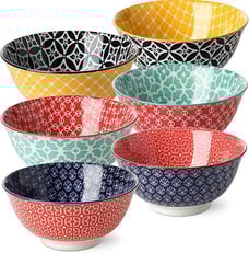 Soup Cereal Ramen Bowls Set of 6 for Kitchen Colorful MIcrowave Oven safe