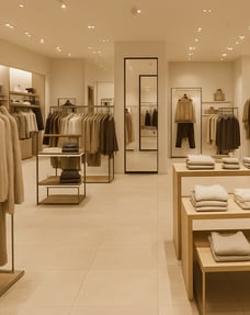 Interior retail shop with custom furnishings, part of BRB Engineering’s work in the retail sector