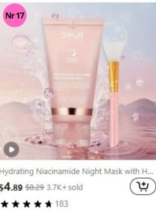 E-commerce company "Temu" most sold "Facial care" products  nr 17 (week 48)